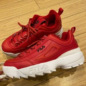 Red fila shoes